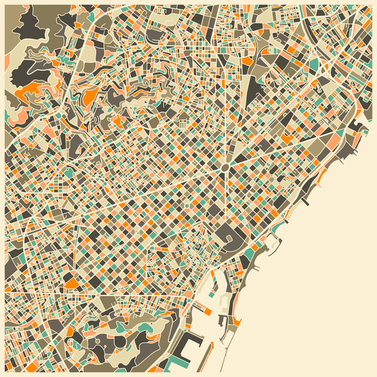 BARCELONA MAP 1 by Jazzberry Blue