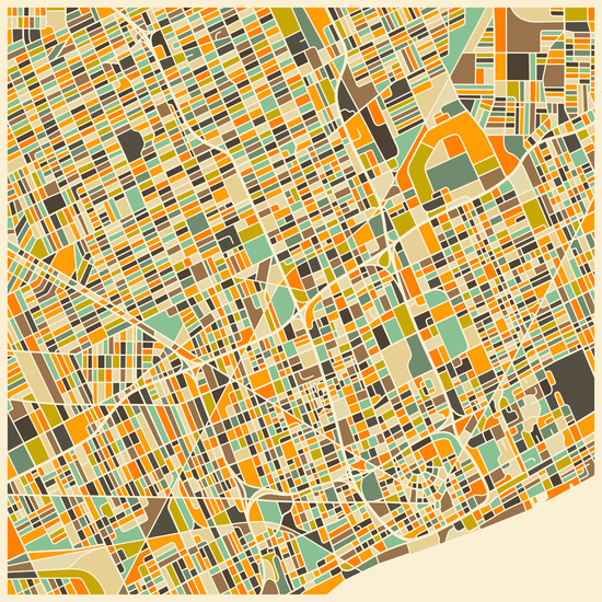 DETROIT MAP 1 by Jazzberry Blue