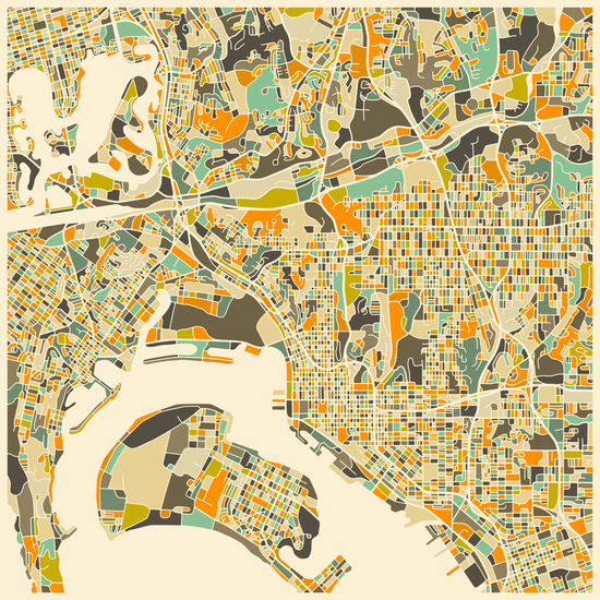 SAN DIEGO MAP 1 by Jazzberry Blue