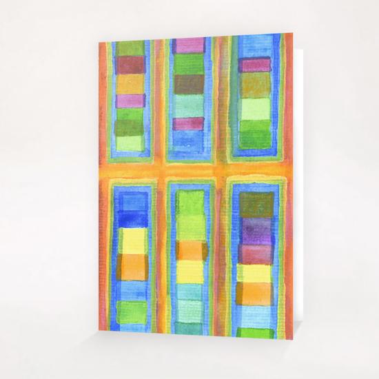 Striped Color Fields in Orange Grid Greeting Card & Postcard by Heidi Capitaine