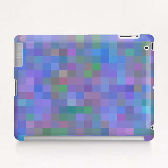 geometric square pixel pattern abstract in purple blue pink Tablet Case by Timmy333