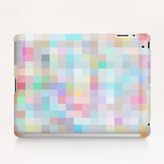 geometric square pixel pattern abstract in blue and pink Tablet Case by Timmy333