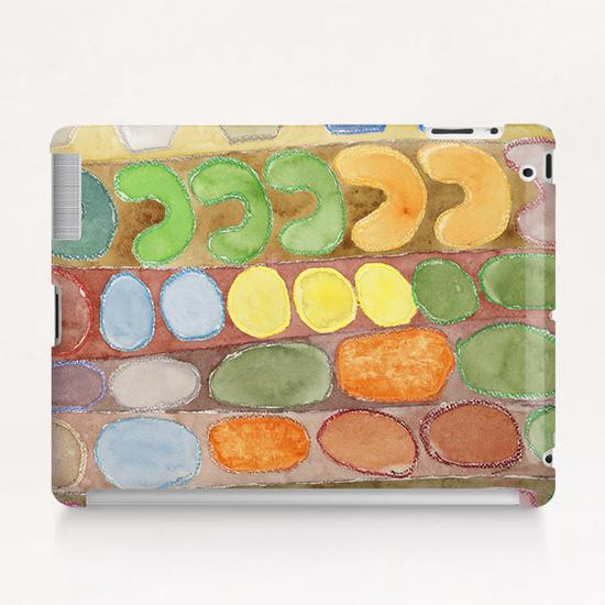 Striped Colorful Pattern with Croissants  Tablet Case by Heidi Capitaine