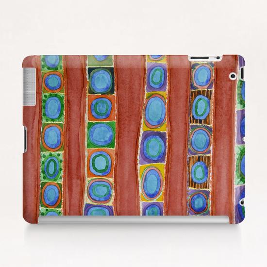 Blue Circles Within Red Stripes Tablet Case by Heidi Capitaine