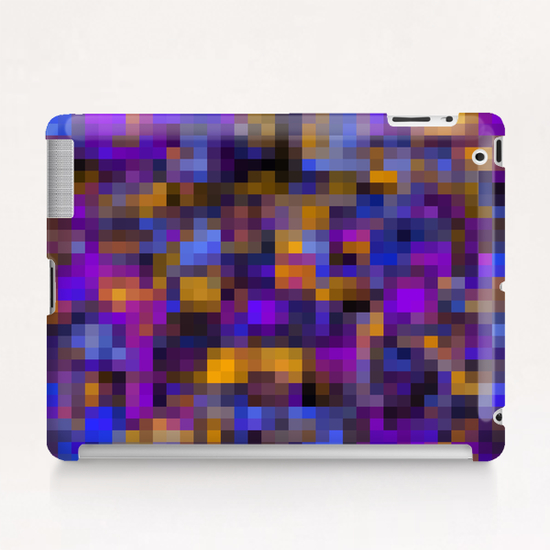 geometric square pixel pattern abstract background in blue purple yellow Tablet Case by Timmy333