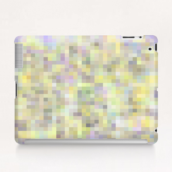 geometric square pixel pattern abstract background in yellow and pink Tablet Case by Timmy333