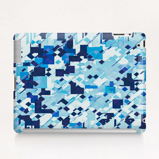 geometric square pixel pattern abstract background in blue Tablet Case by Timmy333