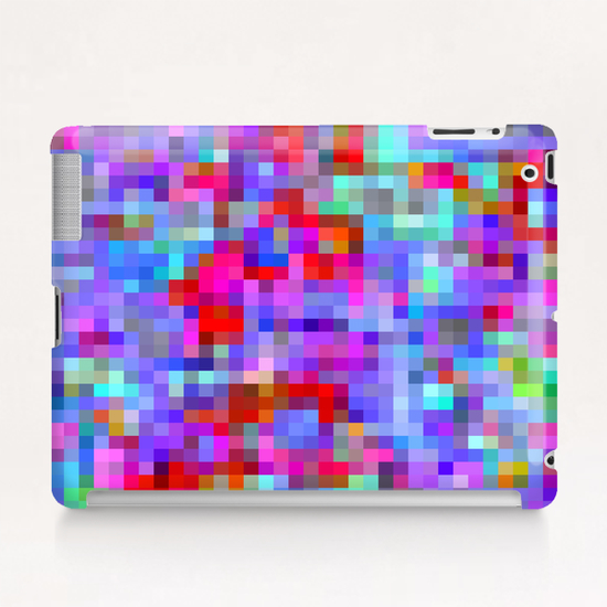 geometric square pixel pattern abstract background in pink blue purple Tablet Case by Timmy333