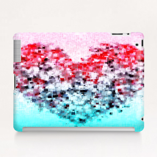 geometric square pattern heart shape abstract background in red pink blue Tablet Case by Timmy333