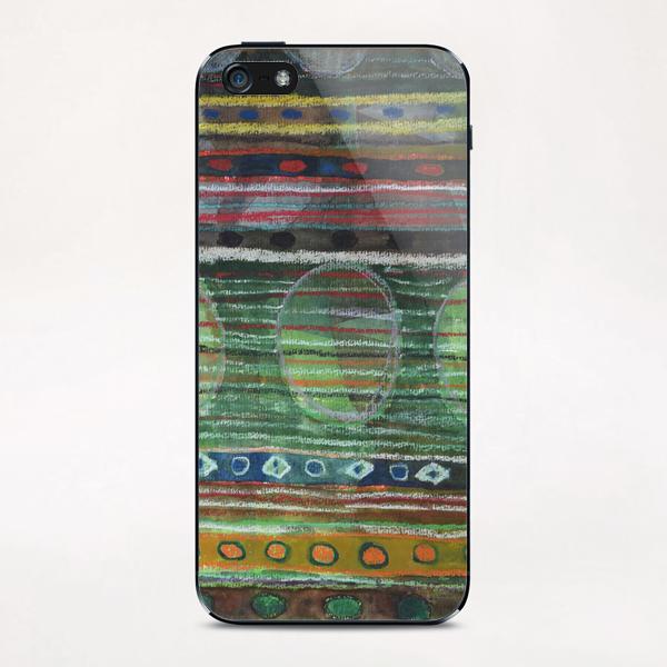 Dark Folcloristic Pattern With Vertical Stripes And Ovals iPhone & iPod Skin by Heidi Capitaine