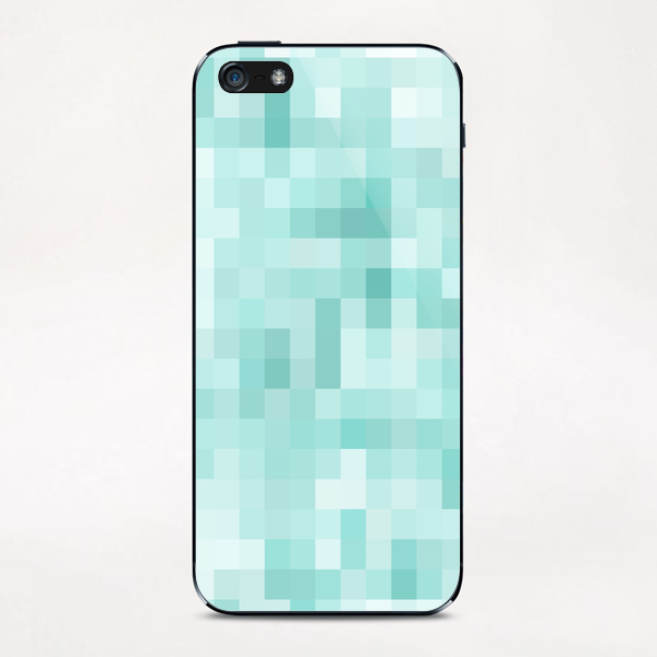 geometric square pixel pattern abstract in green iPhone & iPod Skin by Timmy333