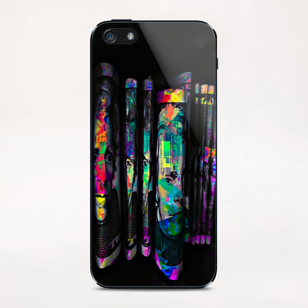 dollar bill with colorful painting abstract in blue red yellow green iPhone & iPod Skin by Timmy333