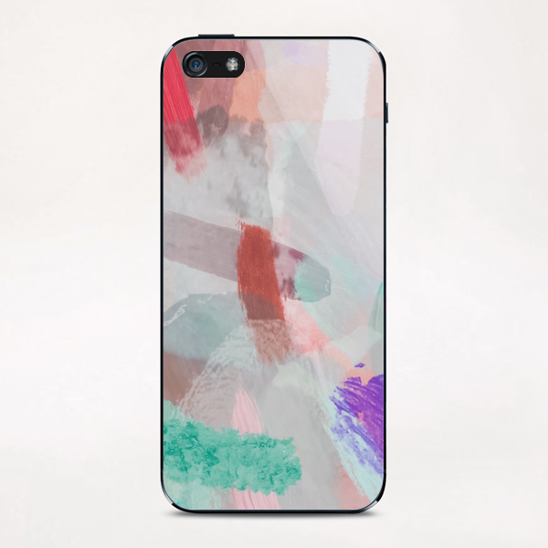 brush painting texture abstract background in red pink purple green iPhone & iPod Skin by Timmy333