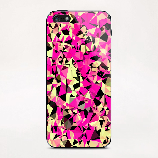 geometric triangle pattern abstract in pink and black iPhone & iPod Skin by Timmy333