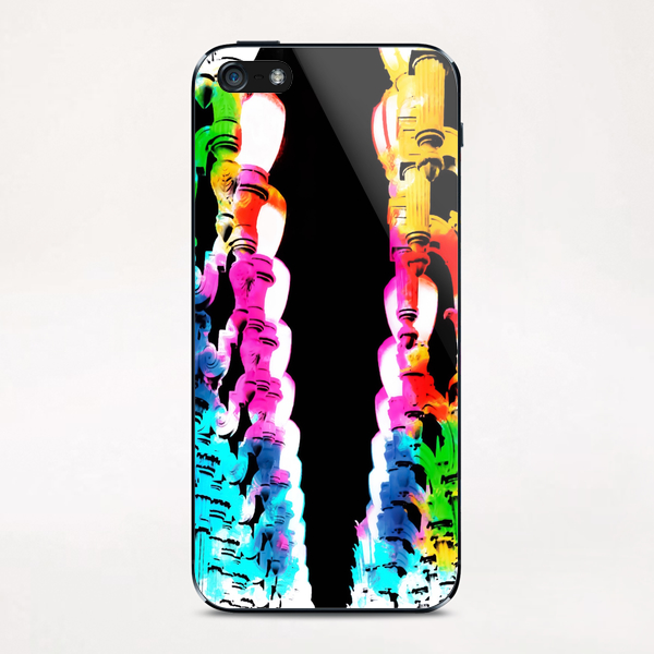 Urban light and LACMA, USA with colorful painting abstract in blue pink green red yellow iPhone & iPod Skin by Timmy333