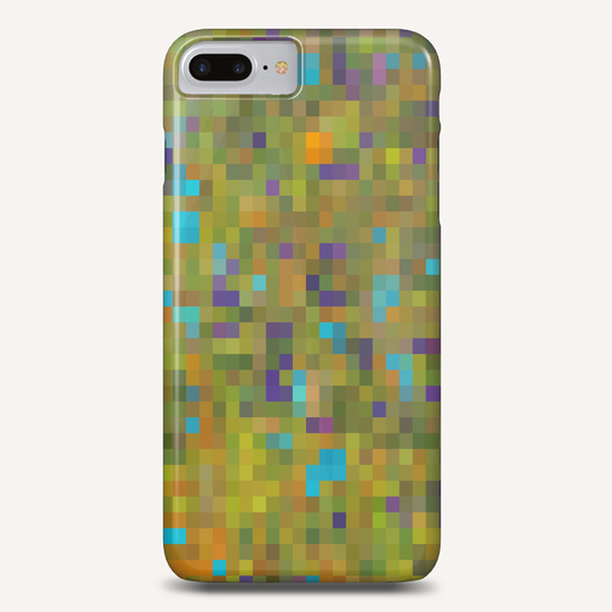 geometric square pixel pattern abstract in green yellow blue purple Phone Case by Timmy333