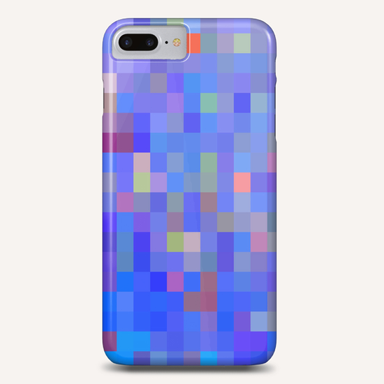 geometric square pixel pattern abstract in blue and pink Phone Case by Timmy333