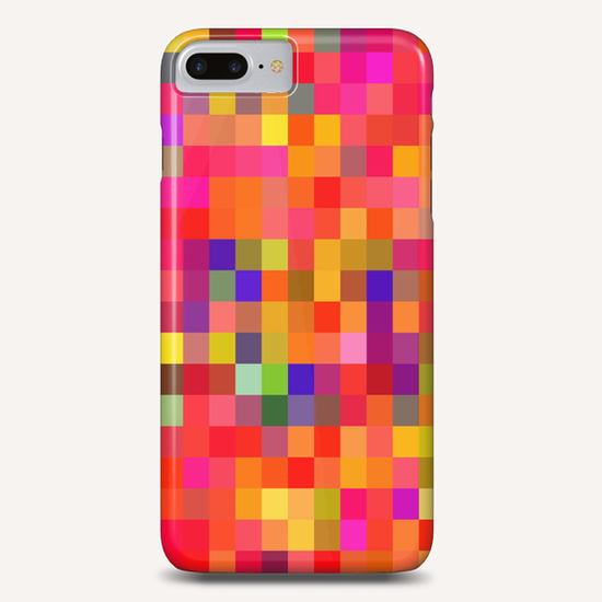 geometric square pixel pattern abstract in red pink yellow blue Phone Case by Timmy333