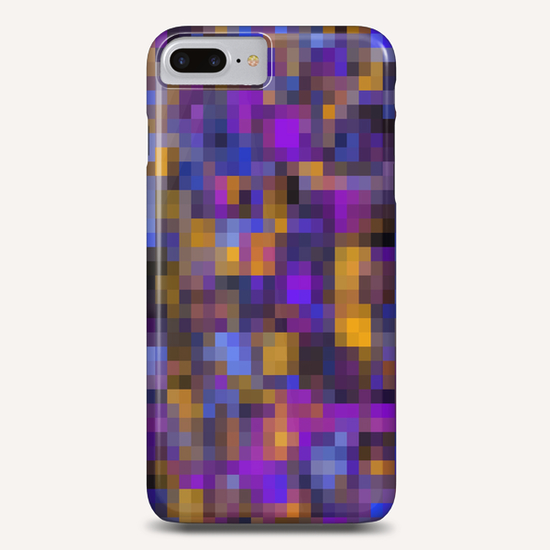 geometric square pixel pattern abstract background in blue purple yellow Phone Case by Timmy333