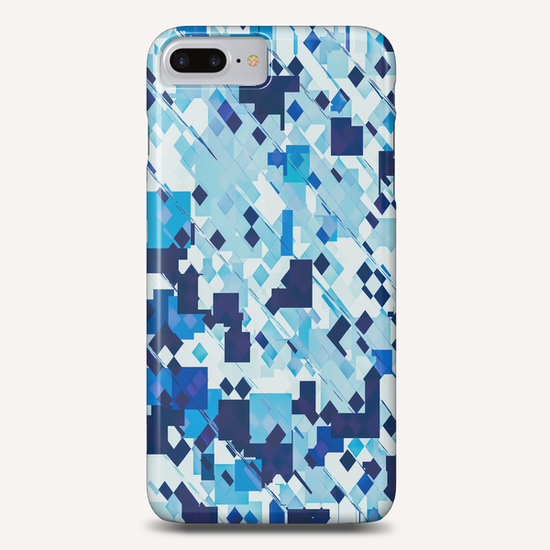 geometric square pixel pattern abstract background in blue Phone Case by Timmy333