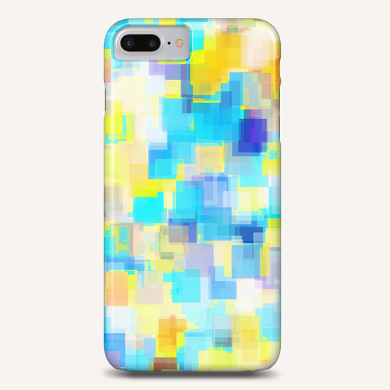 geometric square pattern abstract background in yellow and blue Phone Case by Timmy333