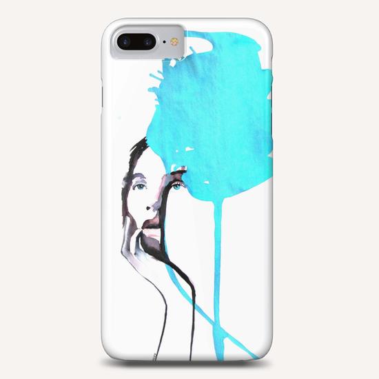 "Jolie Jeune femme bleue" Phone Case by Virginie Rahem Ancey