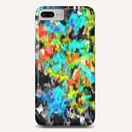 psychedelic splash painting abstract texture in blue orange yellow green black Phone Case by Timmy333