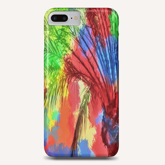 isolate palm tree with painting abstract background in red blue green yellow Phone Case by Timmy333