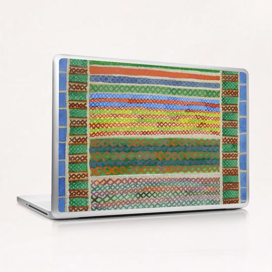 Colorful Stiches on Horizontal Colorful Stripes Laptop & iPad Skin by Heidi Capitaine