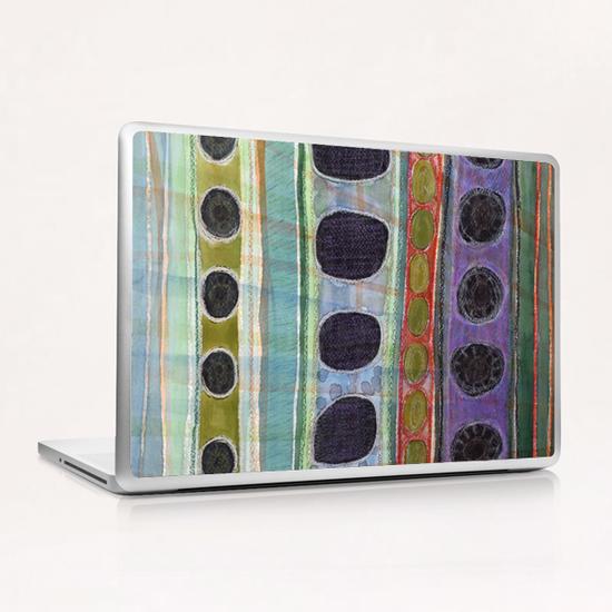 Dominating Black Round Shapes In Horizontal Stripes Laptop & iPad Skin by Heidi Capitaine