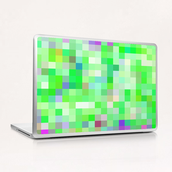 geometric square pixel pattern abstract background in green pink purple Laptop & iPad Skin by Timmy333