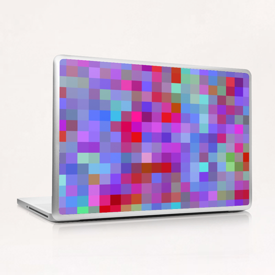 geometric square pixel pattern abstract background in blue purple pink red Laptop & iPad Skin by Timmy333