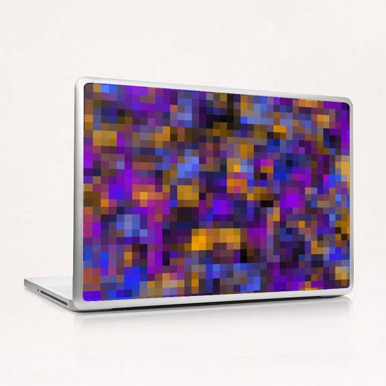 geometric square pixel pattern abstract background in blue purple yellow Laptop & iPad Skin by Timmy333
