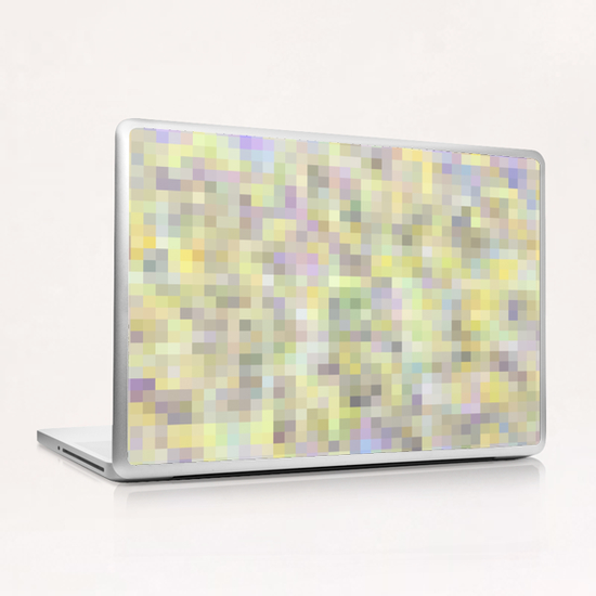 geometric square pixel pattern abstract background in yellow and pink Laptop & iPad Skin by Timmy333
