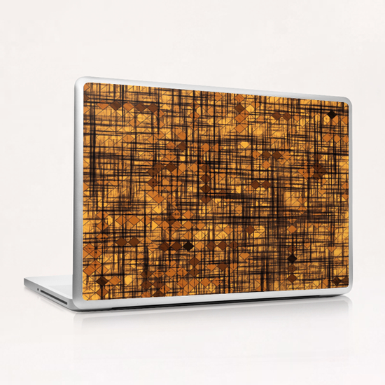 geometric square pixel pattern abstract in brown Laptop & iPad Skin by Timmy333