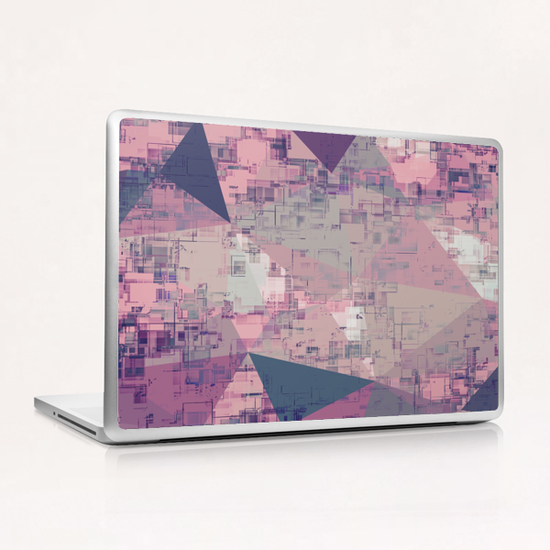 psychedelic geometric triangle polygon pattern abstract in pink and purple Laptop & iPad Skin by Timmy333