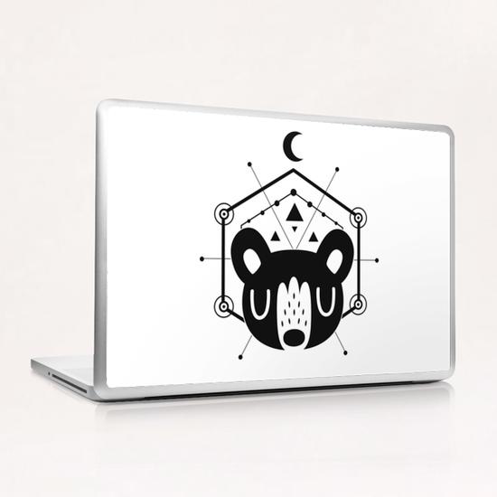 Mystic Black Moon Bear Laptop & iPad Skin by Claire Jayne Stamper