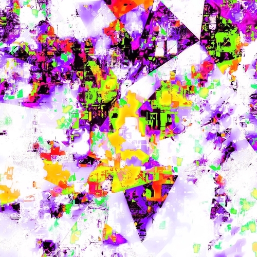 geometric triangle pattern abstract in purple yellow green Mural by Timmy333