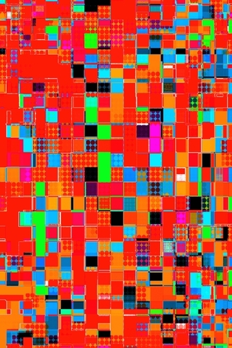 graphic design pixel geometric square pattern abstract background in red orange blue green Mural by Timmy333