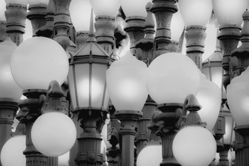 Urban Light at LACMA Los Angeles California USA in black and white Mural by Timmy333