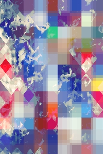 geometric pixel square pattern abstract background in blue pink red Mural by Timmy333