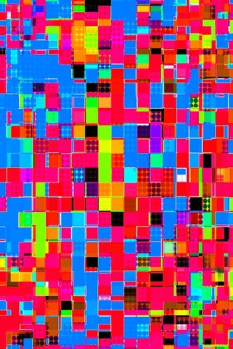 geometric pixel square pattern abstract background in red blue pink green Mural by Timmy333