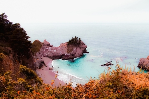 Ocean view at Mcway Falls, Big Sur, Highway 1, California, USA Mural by Timmy333