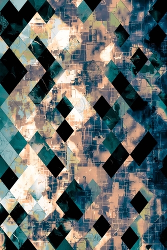 geometric pixel square pattern abstract background in blue brown Mural by Timmy333