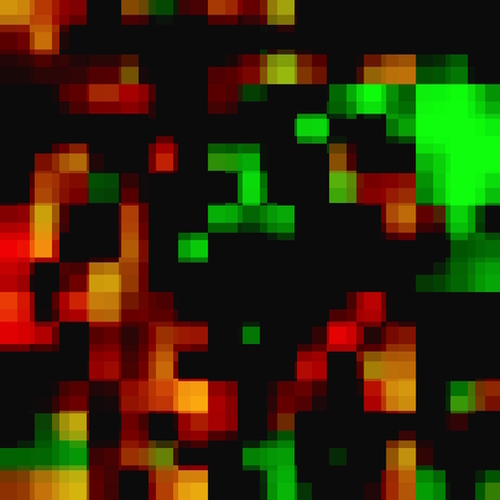 geometric pixel square pattern abstract background in green brown Mural by Timmy333