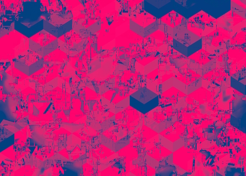 geometric square pattern abstract in pink blue Mural by Timmy333