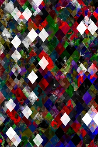 geometric pixel square pattern abstract background in red blue green Mural by Timmy333