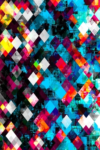 graphic design pixel geometric square pattern abstract background in blue red pink Mural by Timmy333