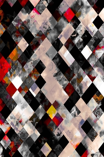 geometric pixel square pattern abstract art in red brown black Mural by Timmy333