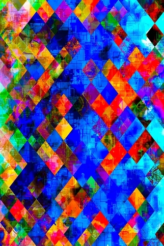 geometric pixel square pattern abstract background in blue red Mural by Timmy333